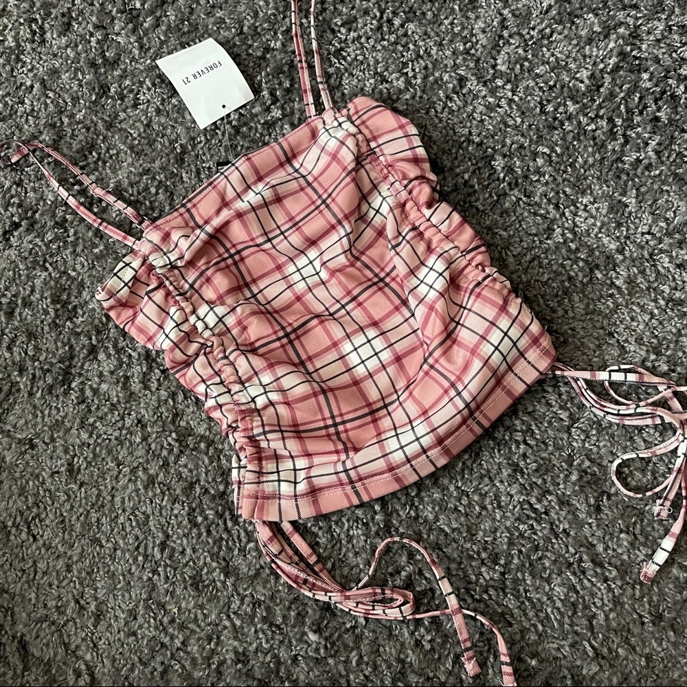 NWT Forever 21 Rose Plaid Crop Top